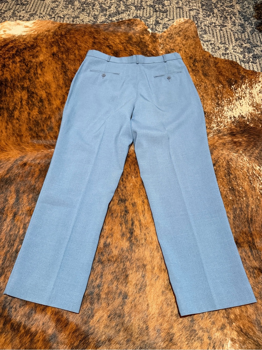 Vintage 80s Haband’s Fit Forever Light Blue Polyester Spandex Mens Pants 38x29